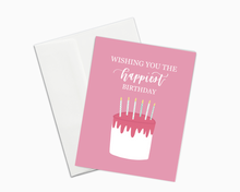 Load image into Gallery viewer, Pink Birthday Card. Wishing You the Happiest Birthday
