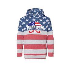 Load image into Gallery viewer, freedom field hockey- youth flag hooded sweatshirt
