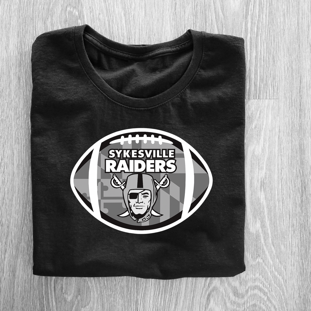 Sykesville Raiders football (white)  tee, long sleeve, hoodie, crewneck gray