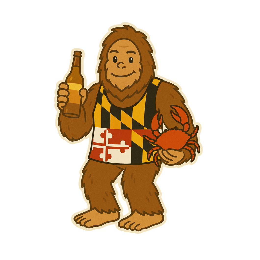 Big foot beer and crab sticker