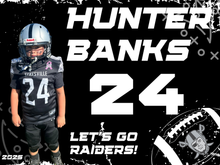 Load image into Gallery viewer, Raiders homecoming sign football and cheer- 24x18 coroplast custom sign-pick up only
