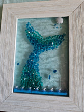 Load image into Gallery viewer, Fused Glass Crushed Glass Scapes - Framed 5"x 7" - Mermaid Tail
