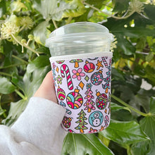 Load image into Gallery viewer, Coffee Cup Cover - Holiday Doodle: Small / 16oz
