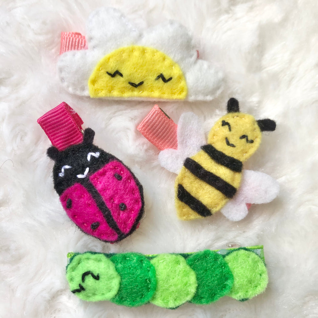 Happy Insect Felt Hair Clips