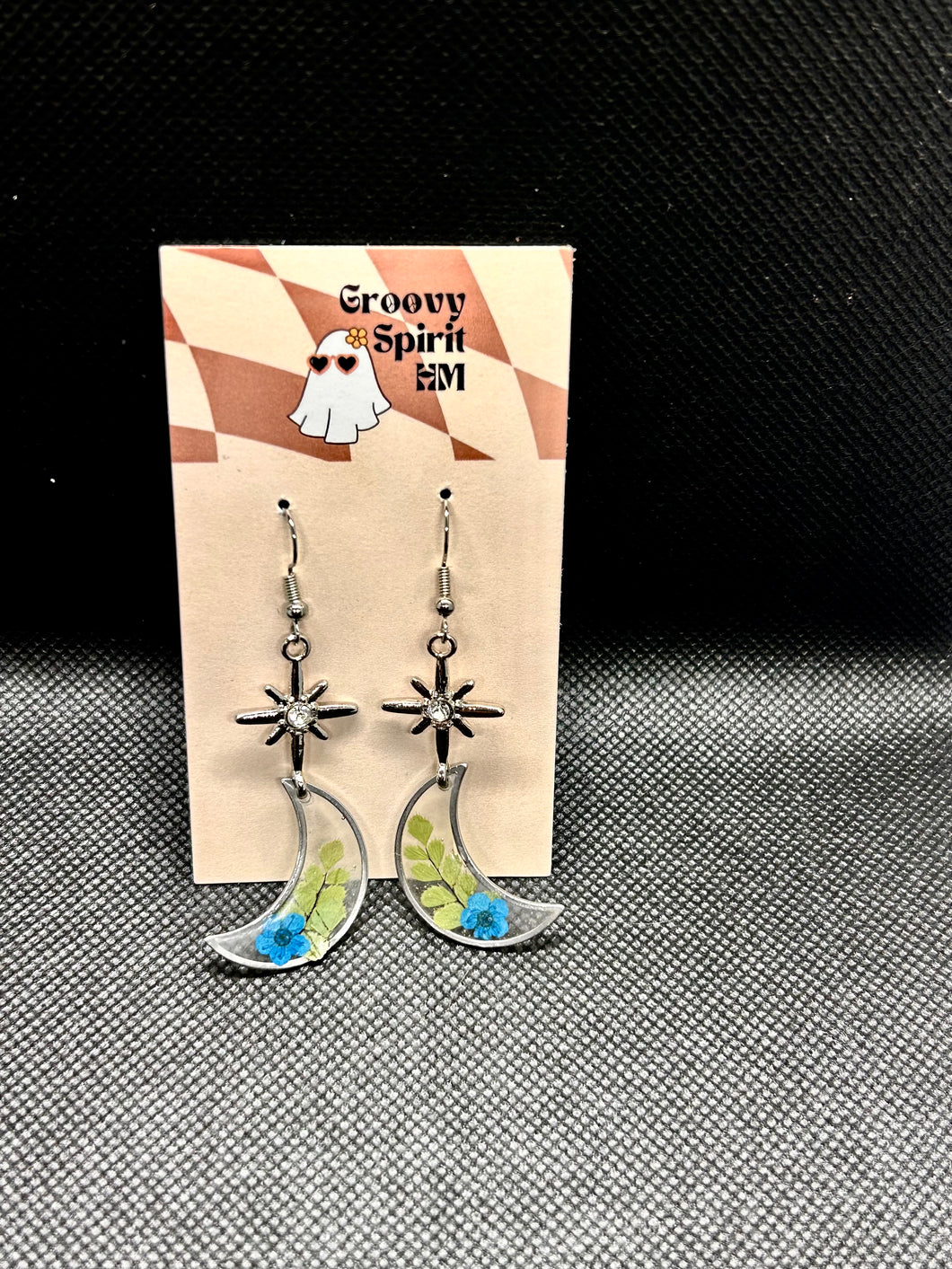 Floral celestial dangle earrings