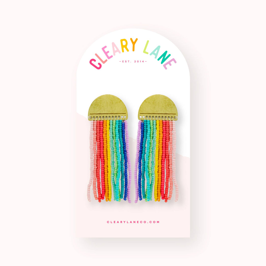 Beaded Rainbow Earrings | Rainbow Stripes