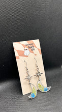 Load image into Gallery viewer, Floral celestial dangle earrings

