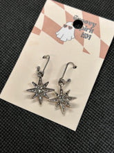 Load image into Gallery viewer, Silver starburst latch earrings
