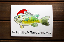 Load image into Gallery viewer, We Fish You A Merry Christmas -- Winter Holiday Watercolor Greeting Card
