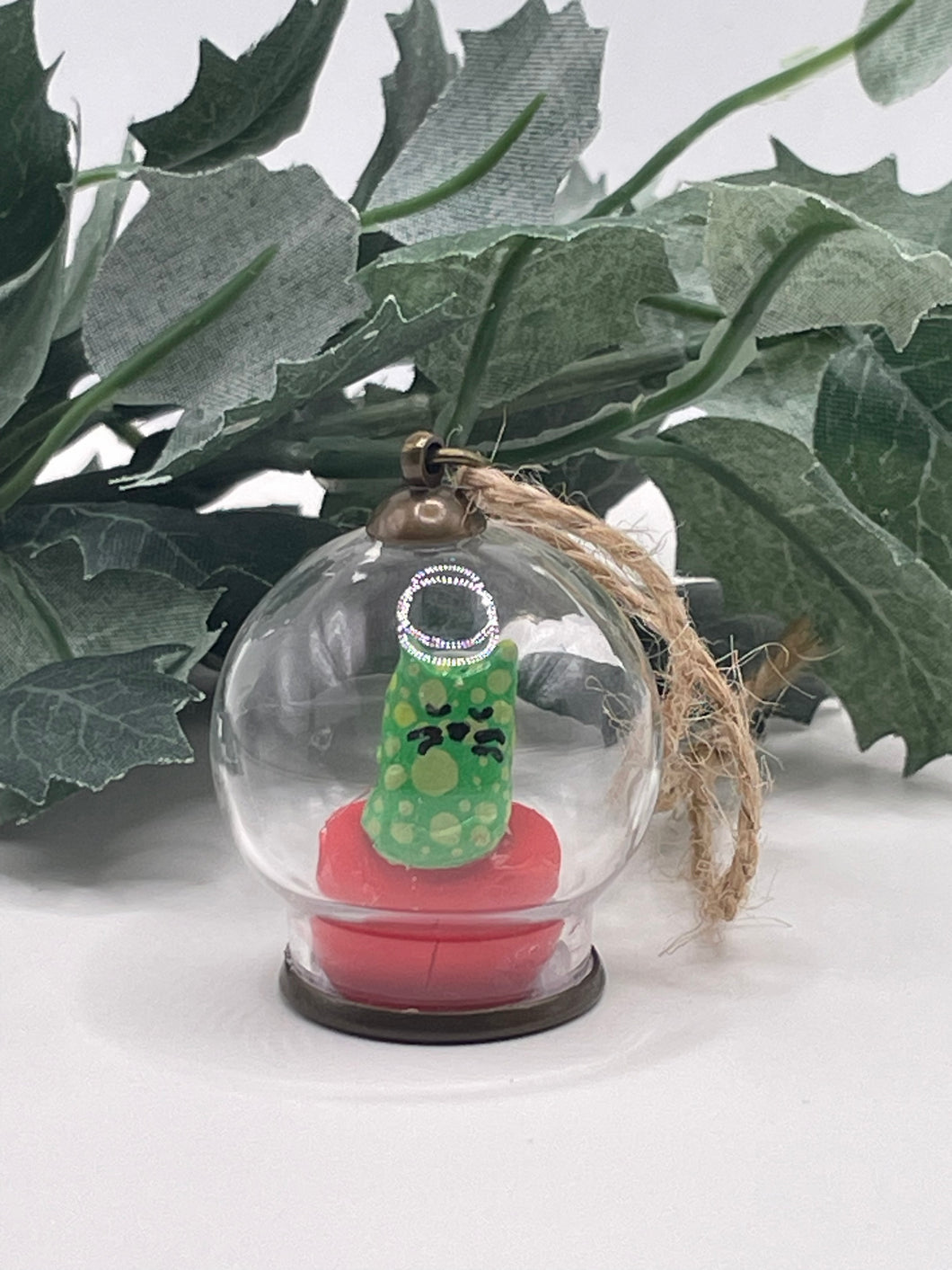 Green Kitty Christmas Ornament