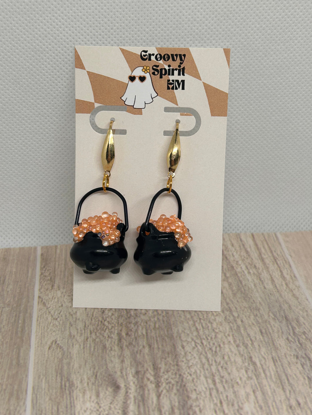 Witches cauldron dangle earrings