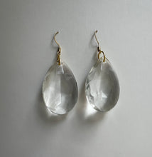 Load image into Gallery viewer, Golden Dangling Earrings with Vintage Glass Gems
