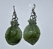 Load image into Gallery viewer, Silver Dangling Earrings with Vintage Leaf Charms
