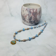 Load image into Gallery viewer, Lotus Flower Coin Paper Bead Necklace - 17" with 2" chain extender
