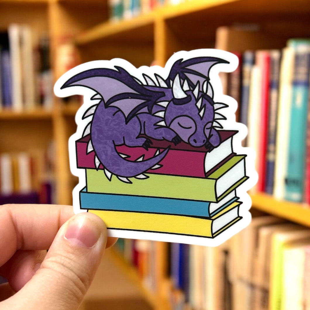 Sleeping Book Dragon Sticker