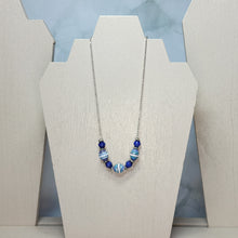 Load image into Gallery viewer, Ocean Blue Paper Bead Silver Plated Ball Chain Necklace - 17" w/ 2" chain extender
